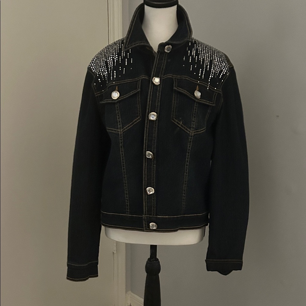 Christina Black Jean Jacket with Silver Accents